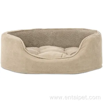 Pet Oval Terry Suede Fleece Bed with Mattress